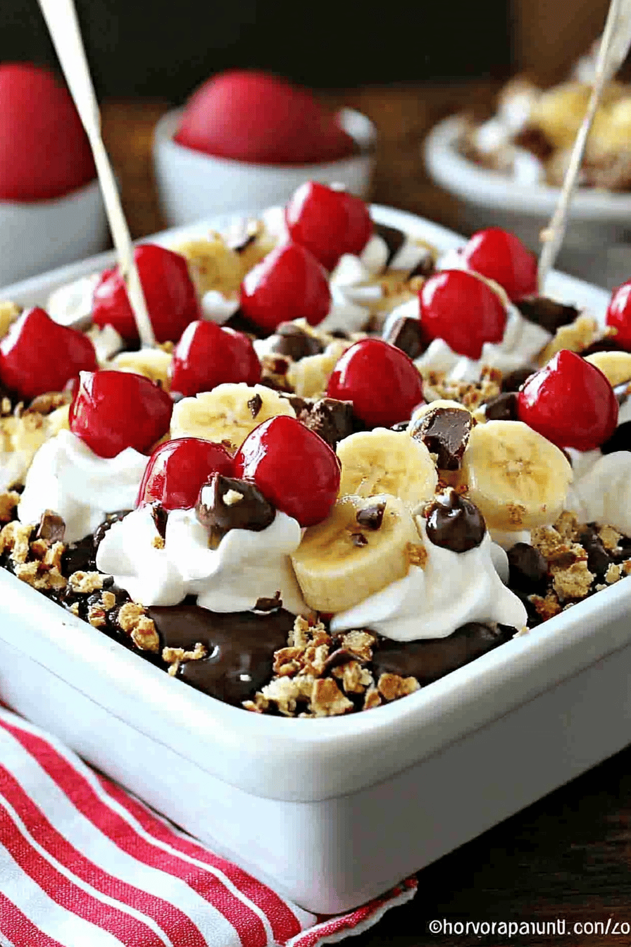 7-Layer Banana Split Lush ingredients organized and measured on kitchen counter