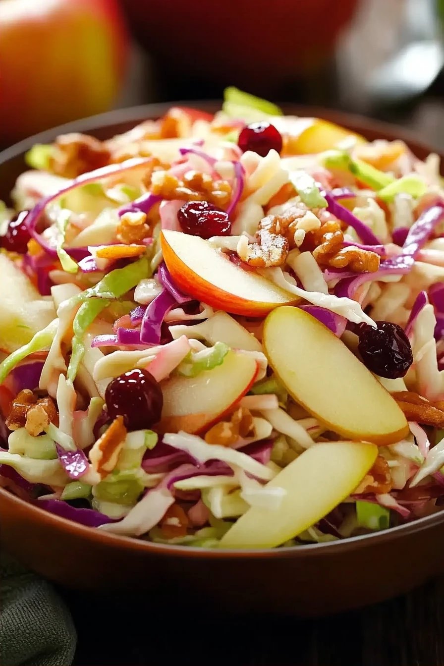 Apple Cranberry Coleslaw final dish beautifully presented and ready to serve
