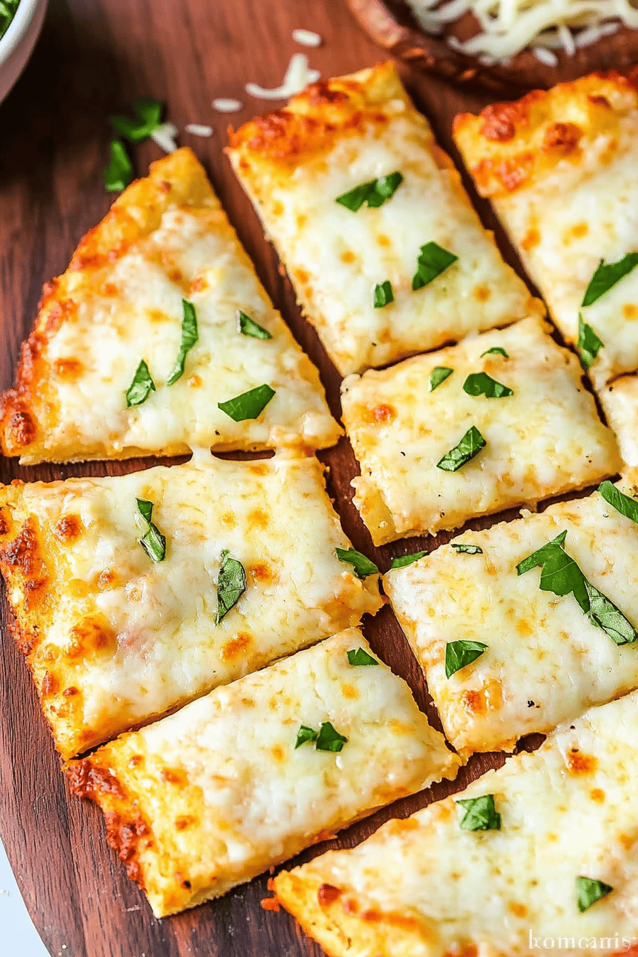 Cauliflower Pizza Crust final dish beautifully presented and ready to serve
