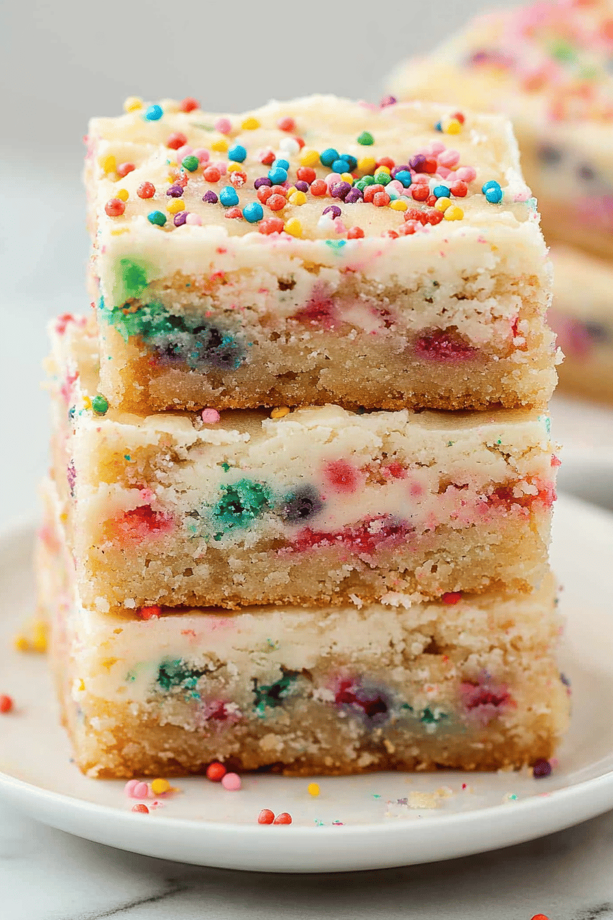 Funfetti Cake Batter Cookie Bars final dish beautifully presented and ready to serve