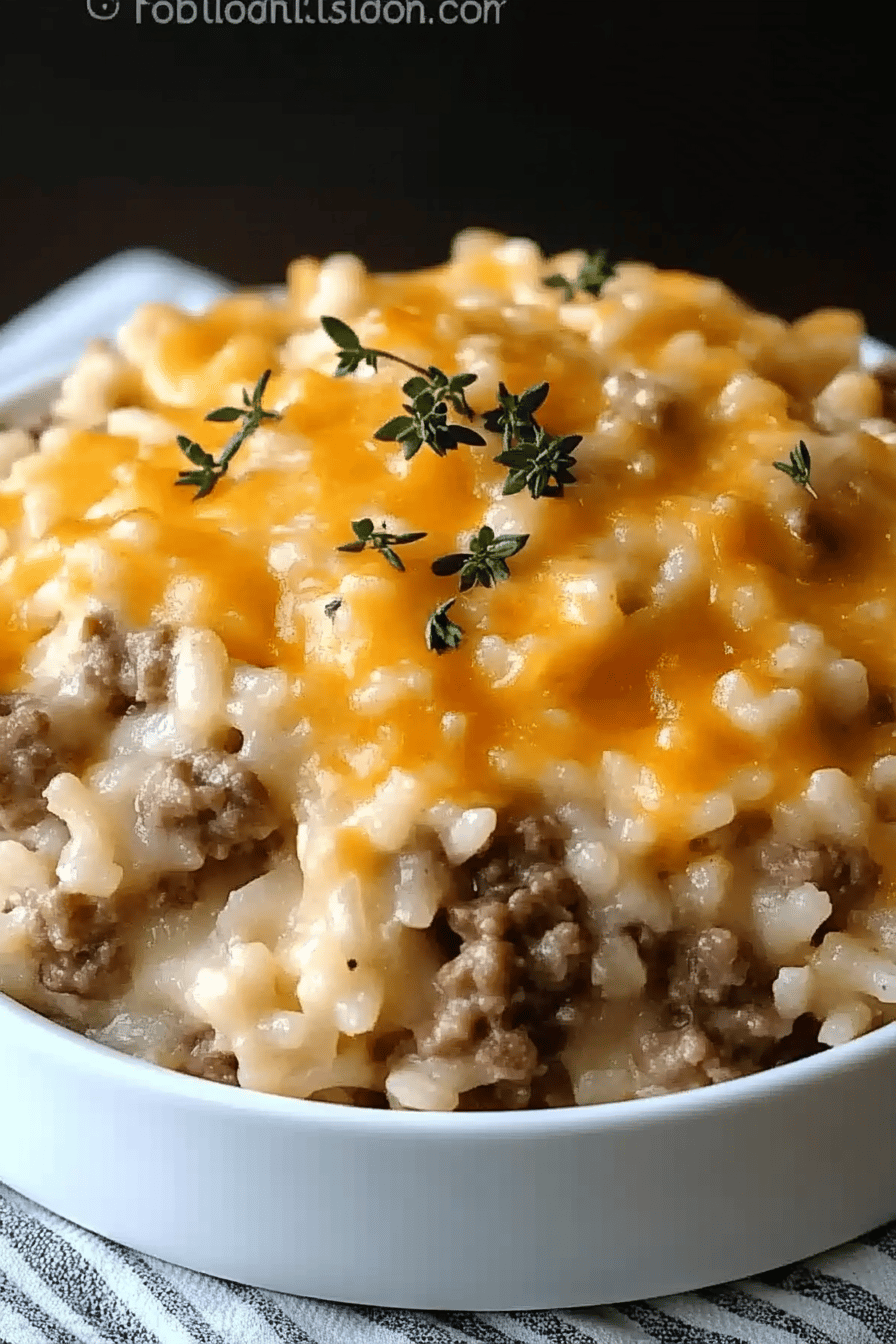 Hamburger Rice Casserole ingredients organized and measured on kitchen counter