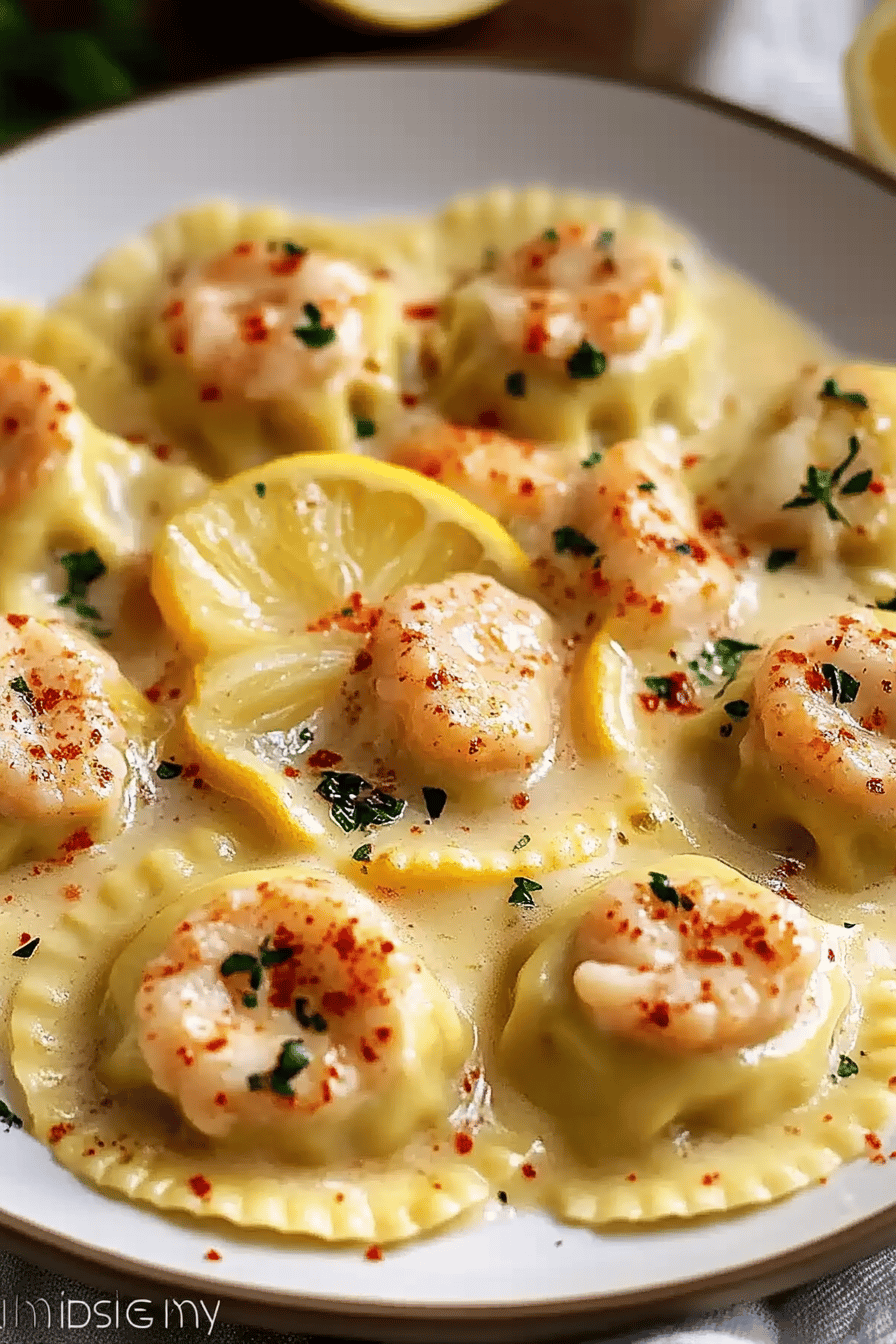 Lobster Ravioli Lemon Butter Sauce ingredients organized and measured on kitchen counter