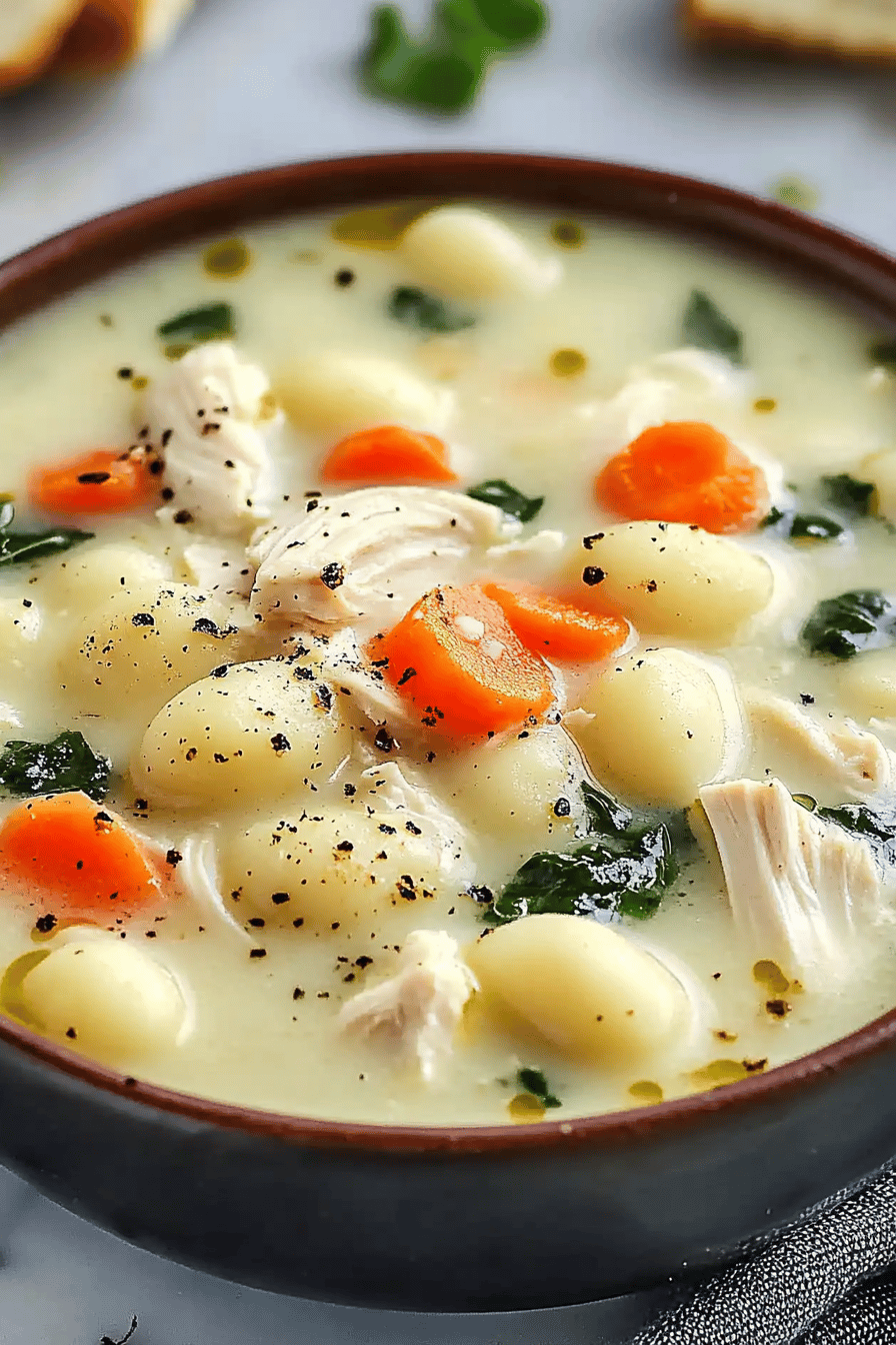 Olive Garden Chicken Gnocchi Soup Recipe slice on plate showing perfect texture and swirl pattern