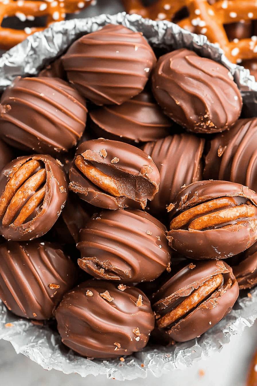 Rolo Pretzel Turtles ingredients organized and measured on kitchen counter