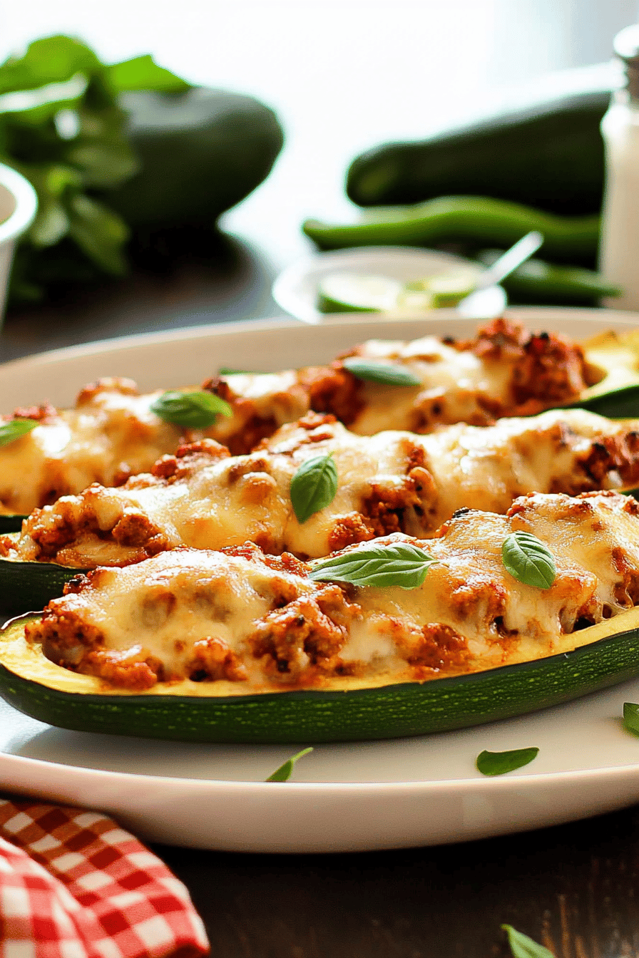 Stuffed Zucchini Boats final dish beautifully presented and ready to serve