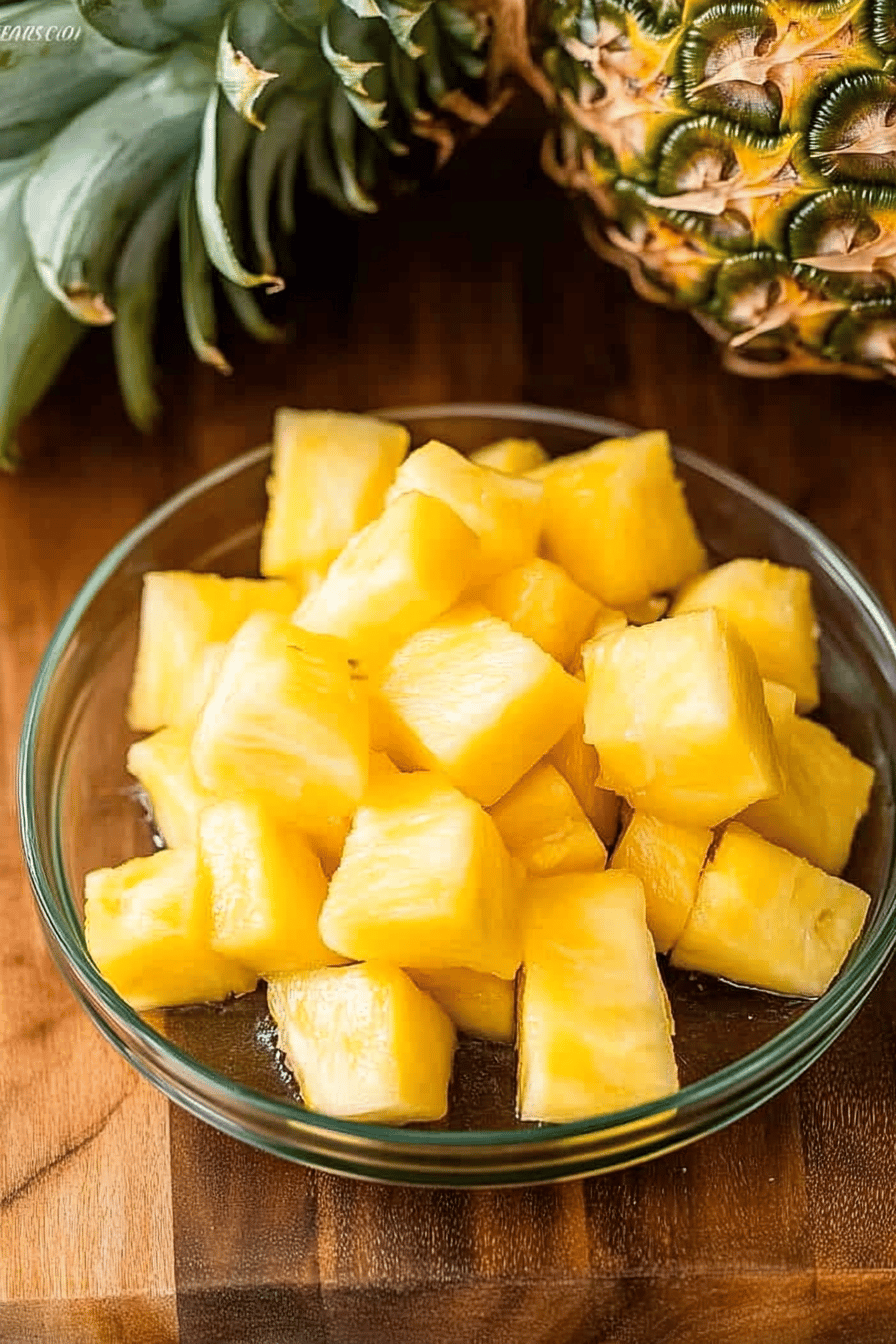 cut pineapple final dish beautifully presented and ready to serve