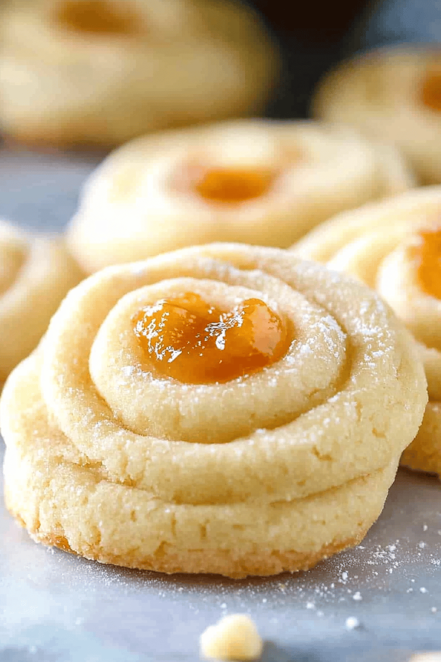Apricot Spritz Cookie slice on plate showing perfect texture and swirl pattern