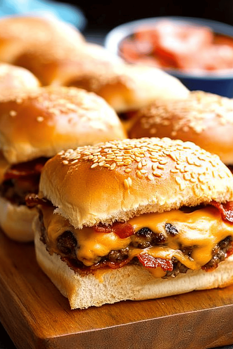 Bacon Cheeseburger Sliders ingredients organized and measured on kitchen counter