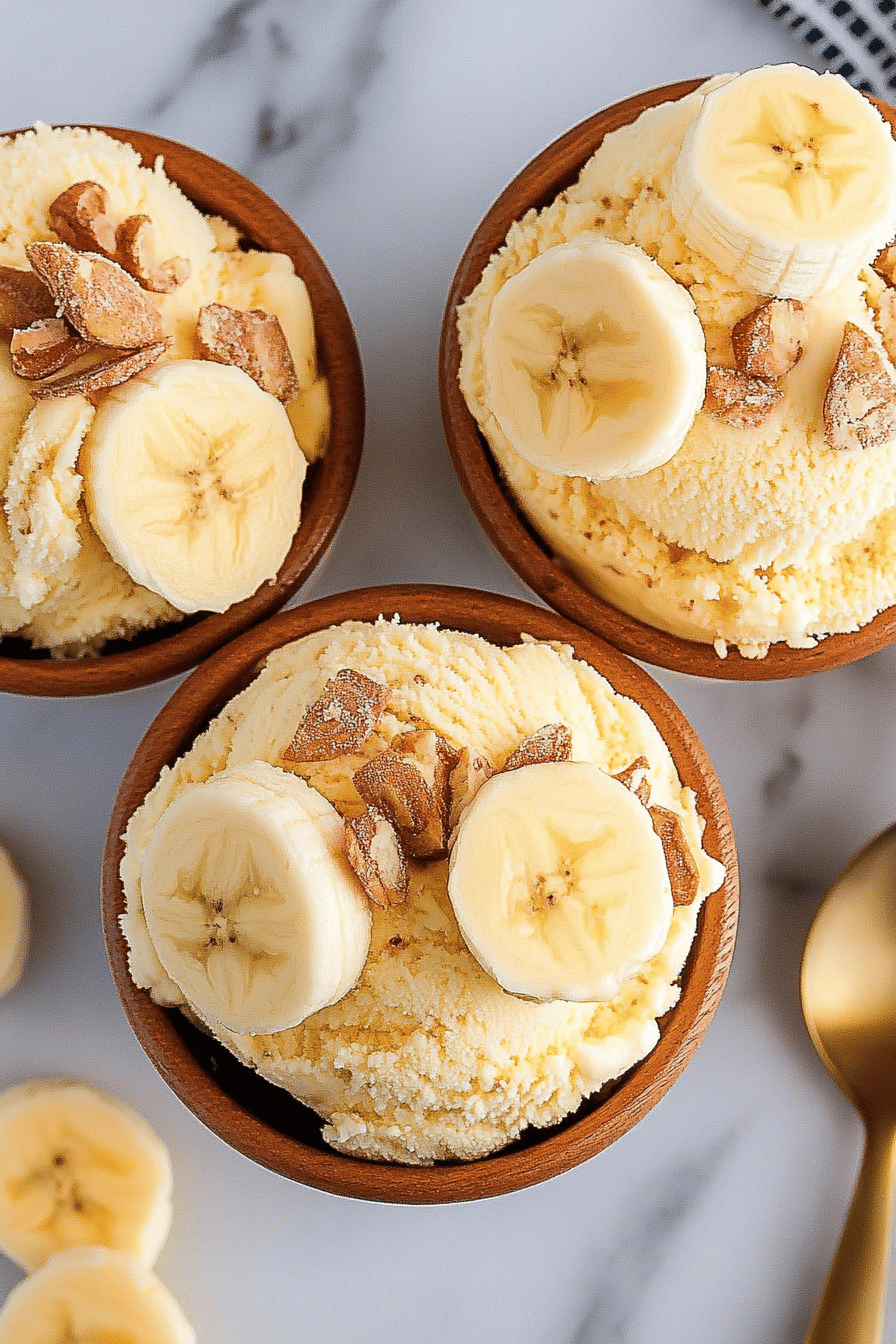 Banana Pudding Ice Cream slice on plate showing perfect texture and swirl pattern