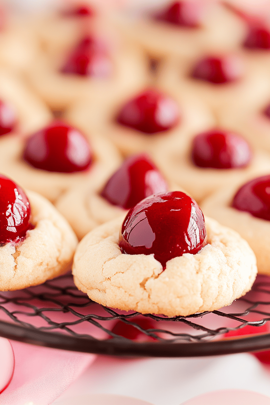 Cherry cheesecake cookies slice on plate showing perfect texture and swirl pattern