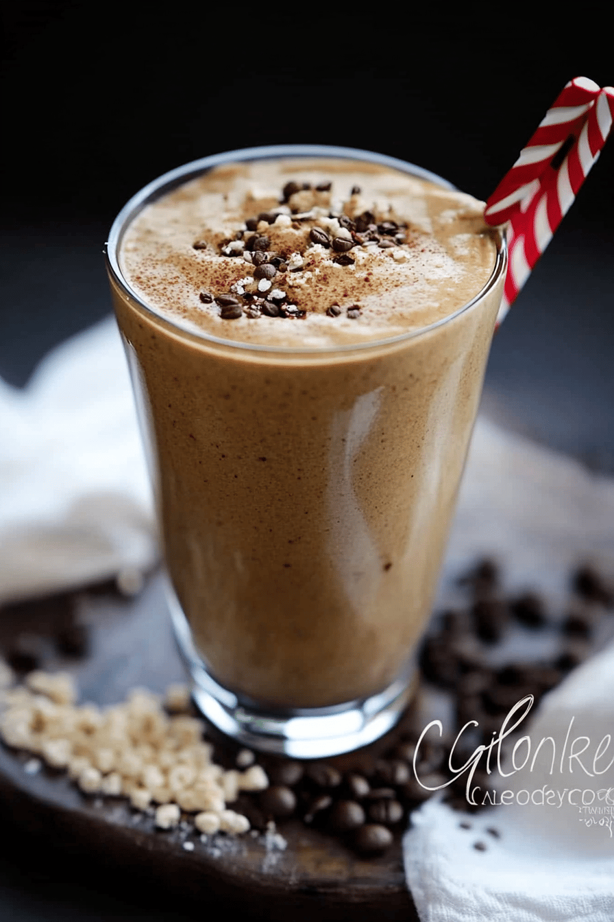 Coffee smoothie slice on plate showing perfect texture and swirl pattern