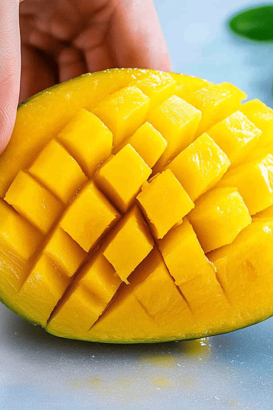 Cut a mango ingredients organized and measured on kitchen counter
