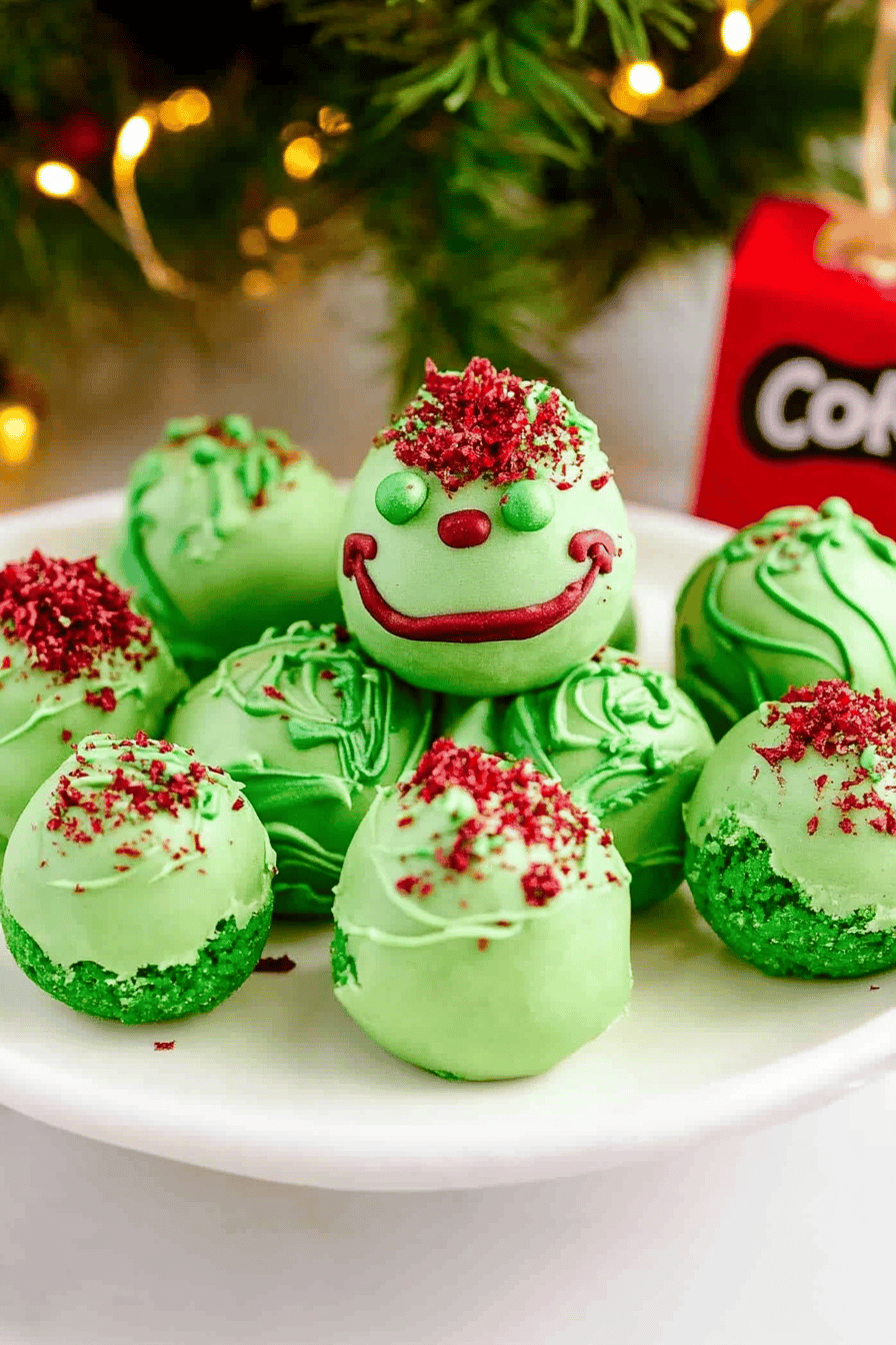 Grinch cake balls ingredients organized and measured on kitchen counter