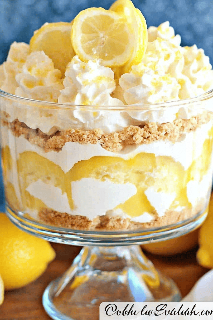 Lemon Trifle Recipe slice on plate showing perfect texture and swirl pattern