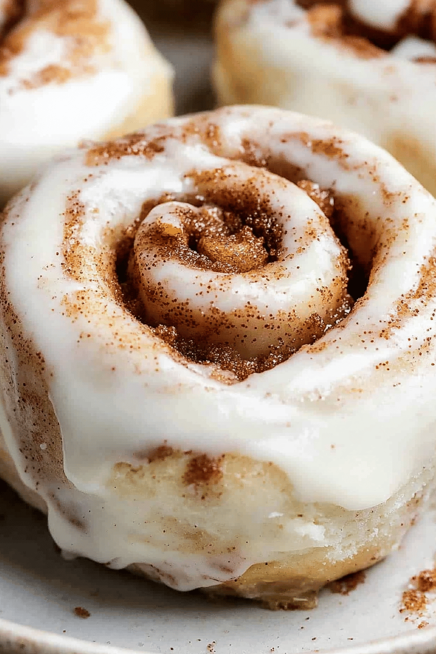 Protein Cinnamon Rolls slice on plate showing perfect texture and swirl pattern
