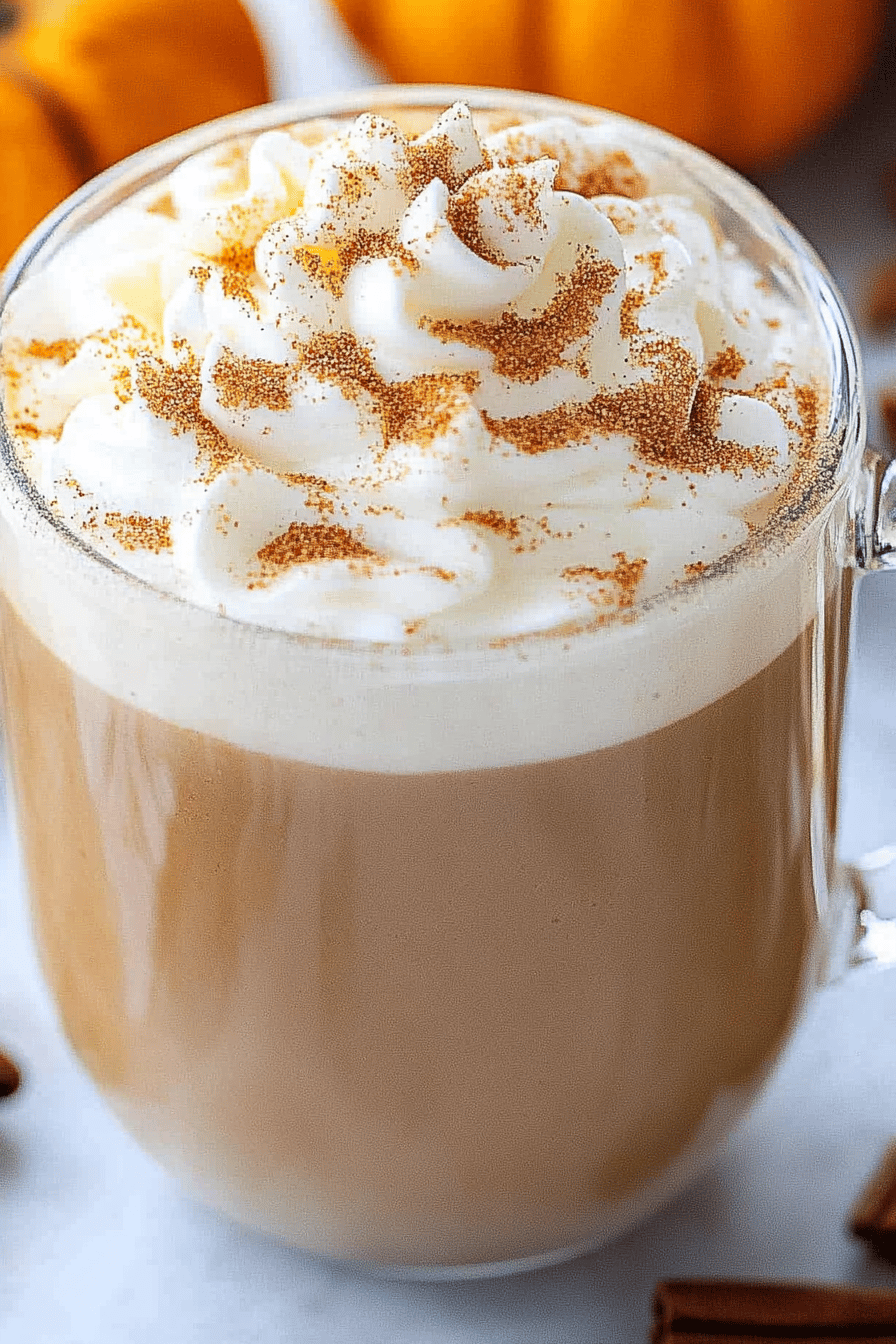 Pumpkin spice latte ingredients organized and measured on kitchen counter