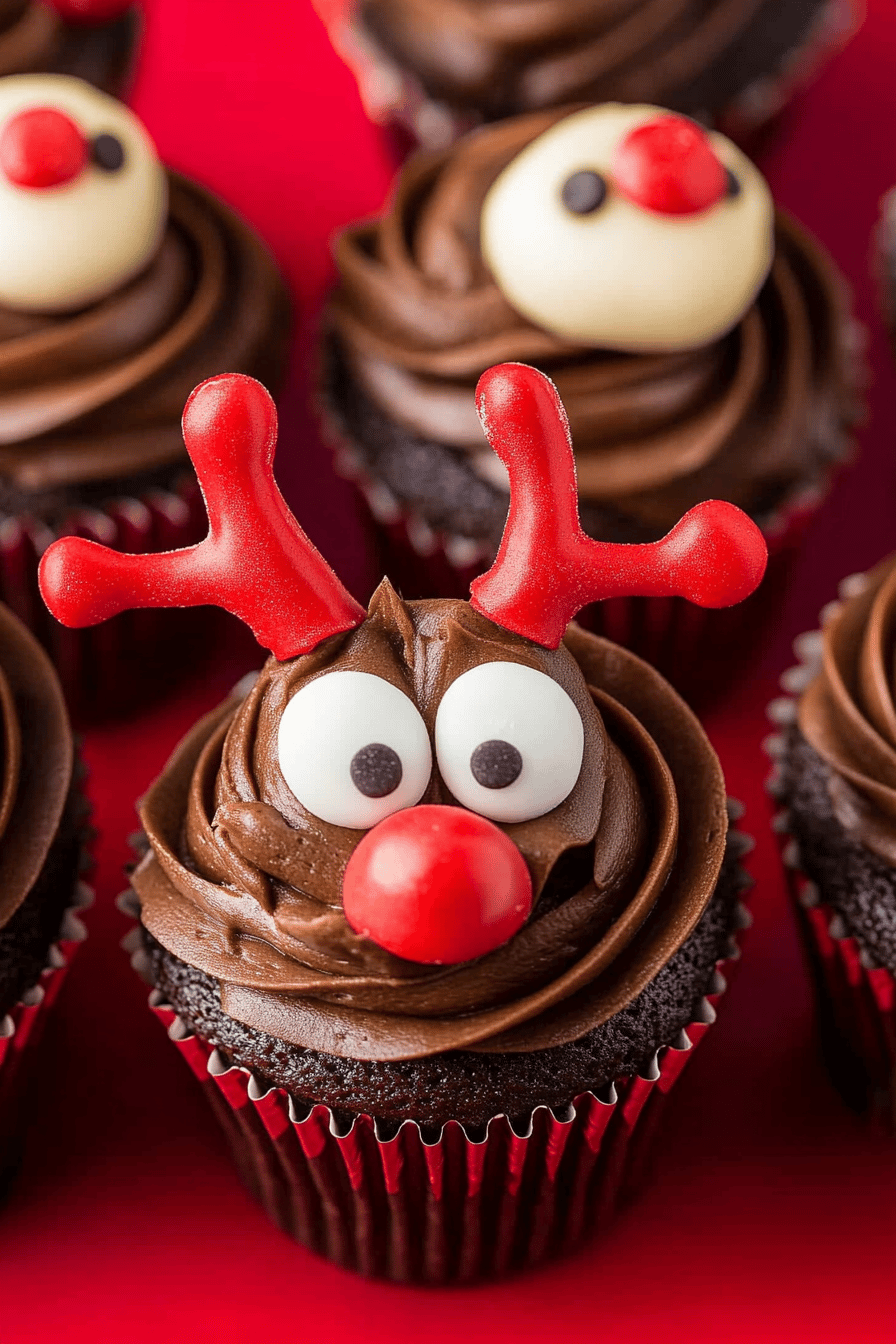 Reindeer cupcakes ingredients organized and measured on kitchen counter