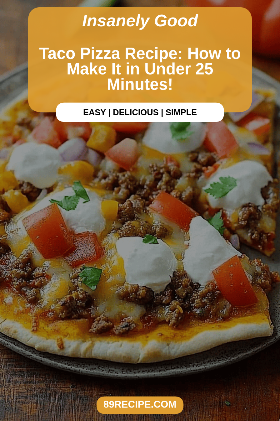 Taco Pizza final dish beautifully presented and ready to serve