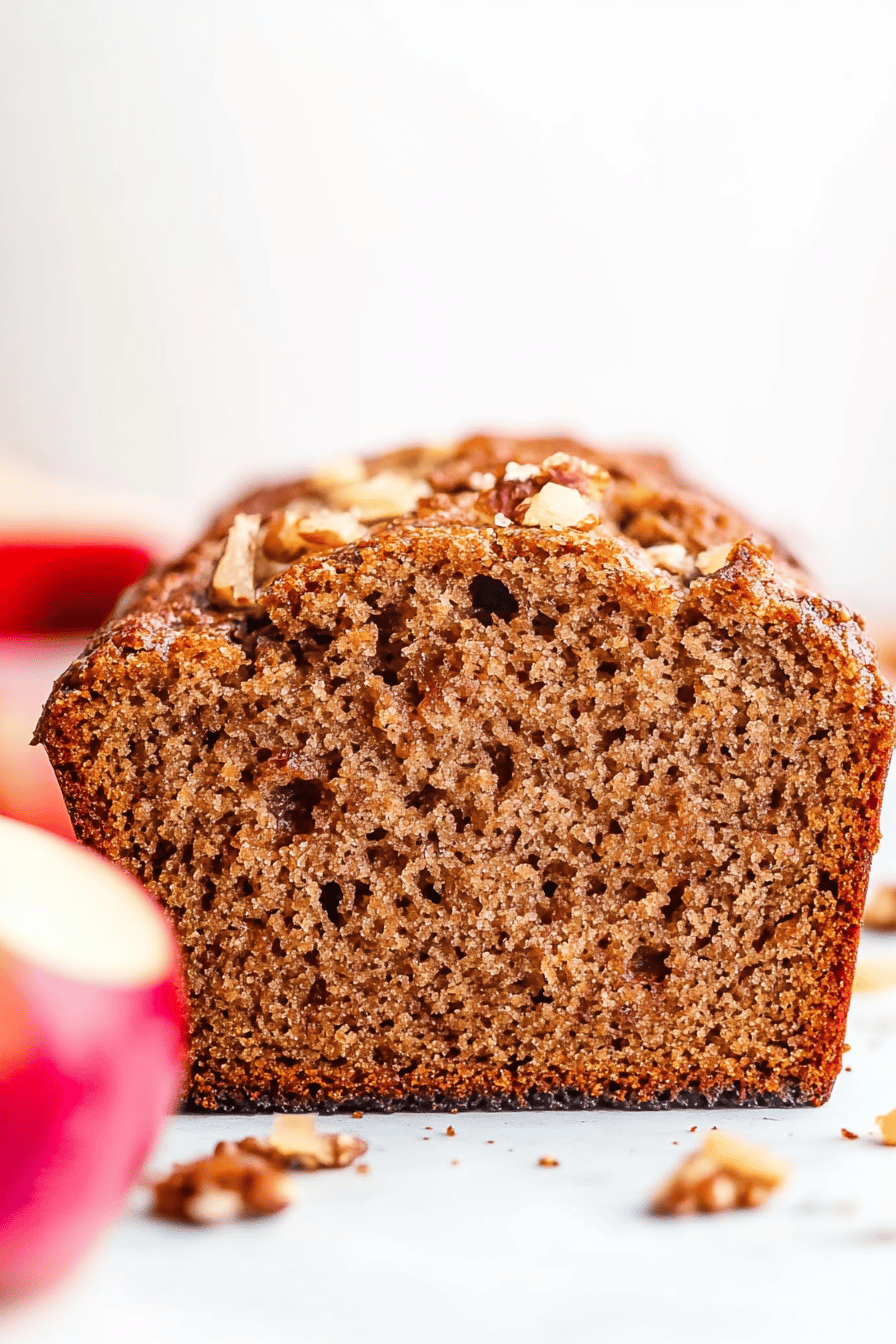 applesauce bread slice on plate showing perfect texture and swirl pattern