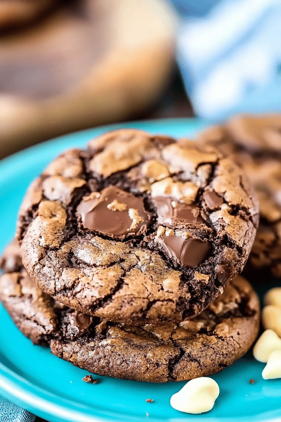 brownie cookies slice on plate showing perfect texture and swirl pattern