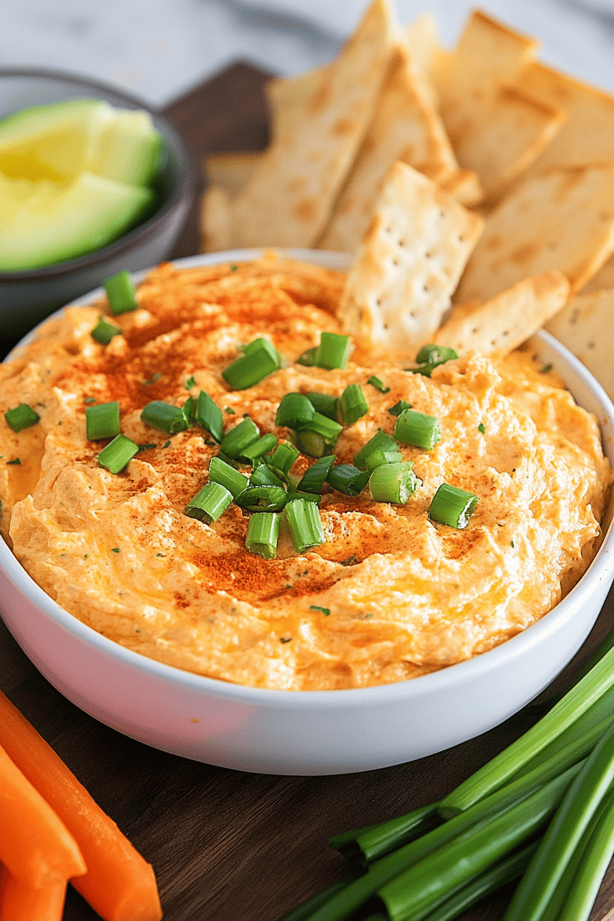 buffalo chicken dip ingredients organized and measured on kitchen counter