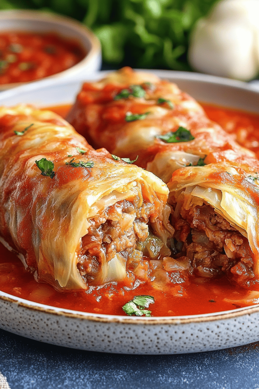 cabbage rolls slice on plate showing perfect texture and swirl pattern