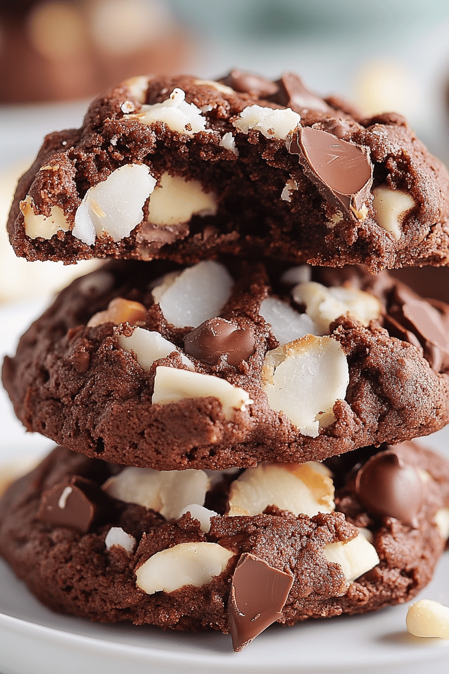 chocolate coconut cookies ingredients organized and measured on kitchen counter