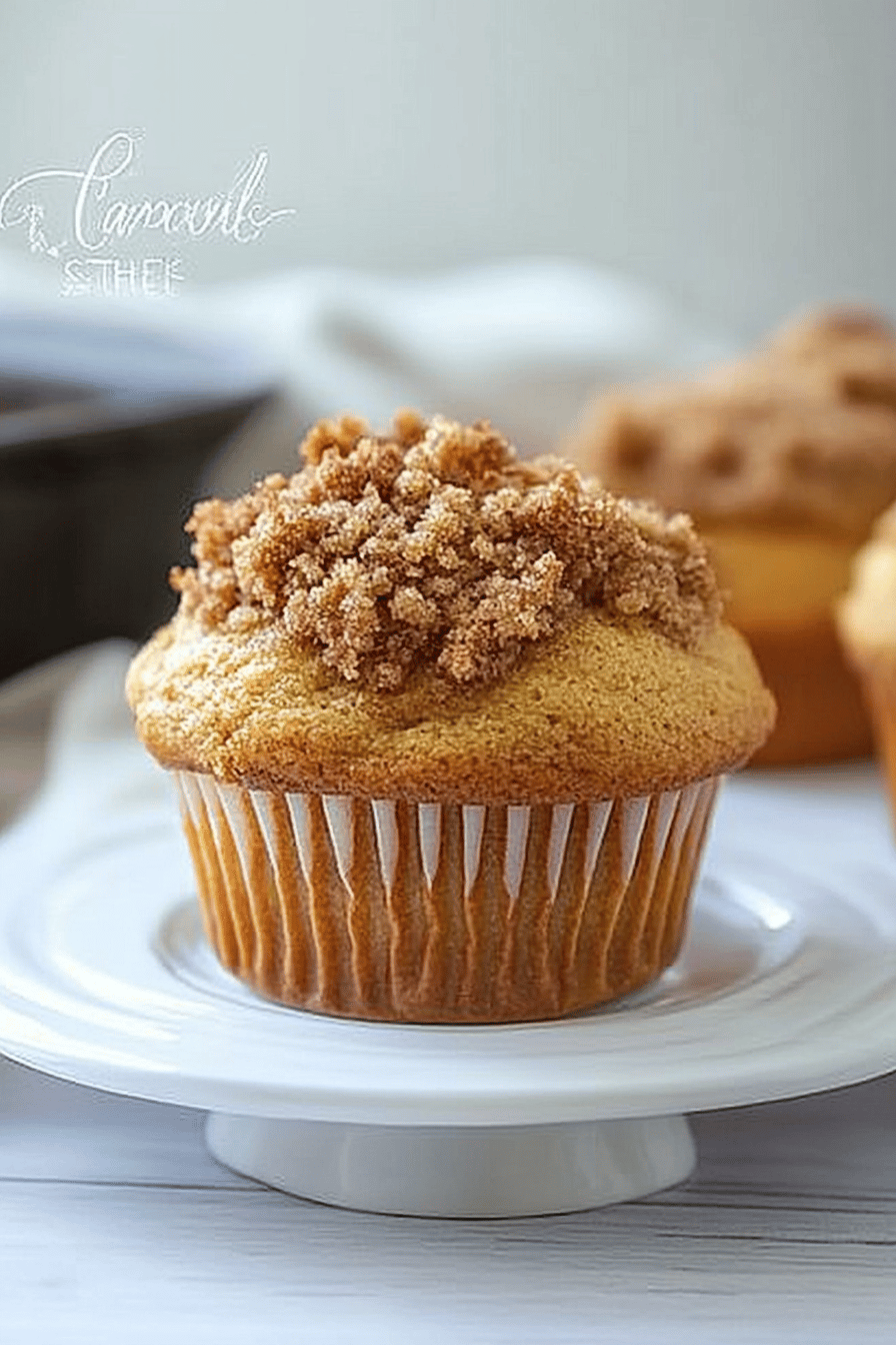 cinnamon streusel muffins slice on plate showing perfect texture and swirl pattern