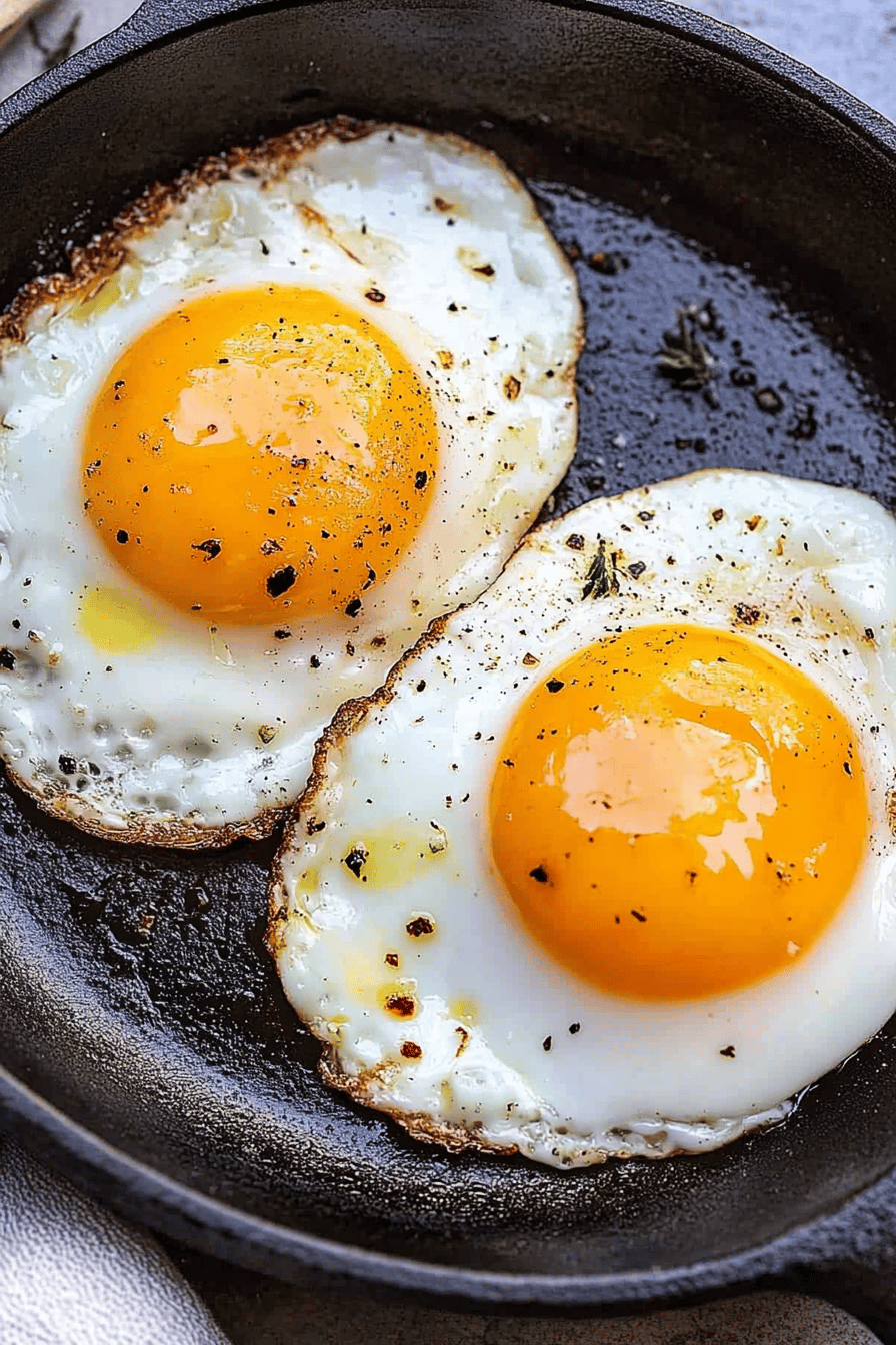 fry egg slice on plate showing perfect texture and swirl pattern