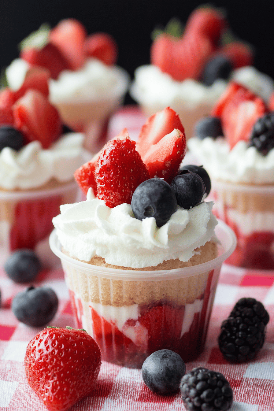 mini shortcake cups ingredients organized and measured on kitchen counter