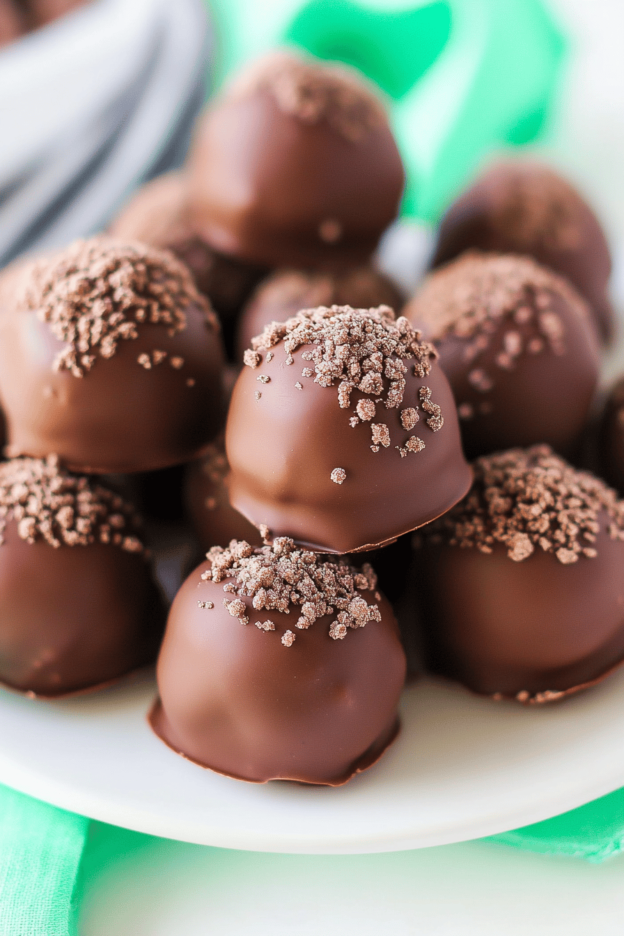 mint cookie truffles slice on plate showing perfect texture and swirl pattern