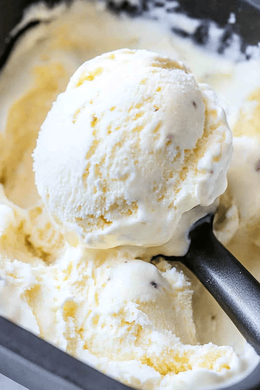 no churn ice cream slice on plate showing perfect texture and swirl pattern