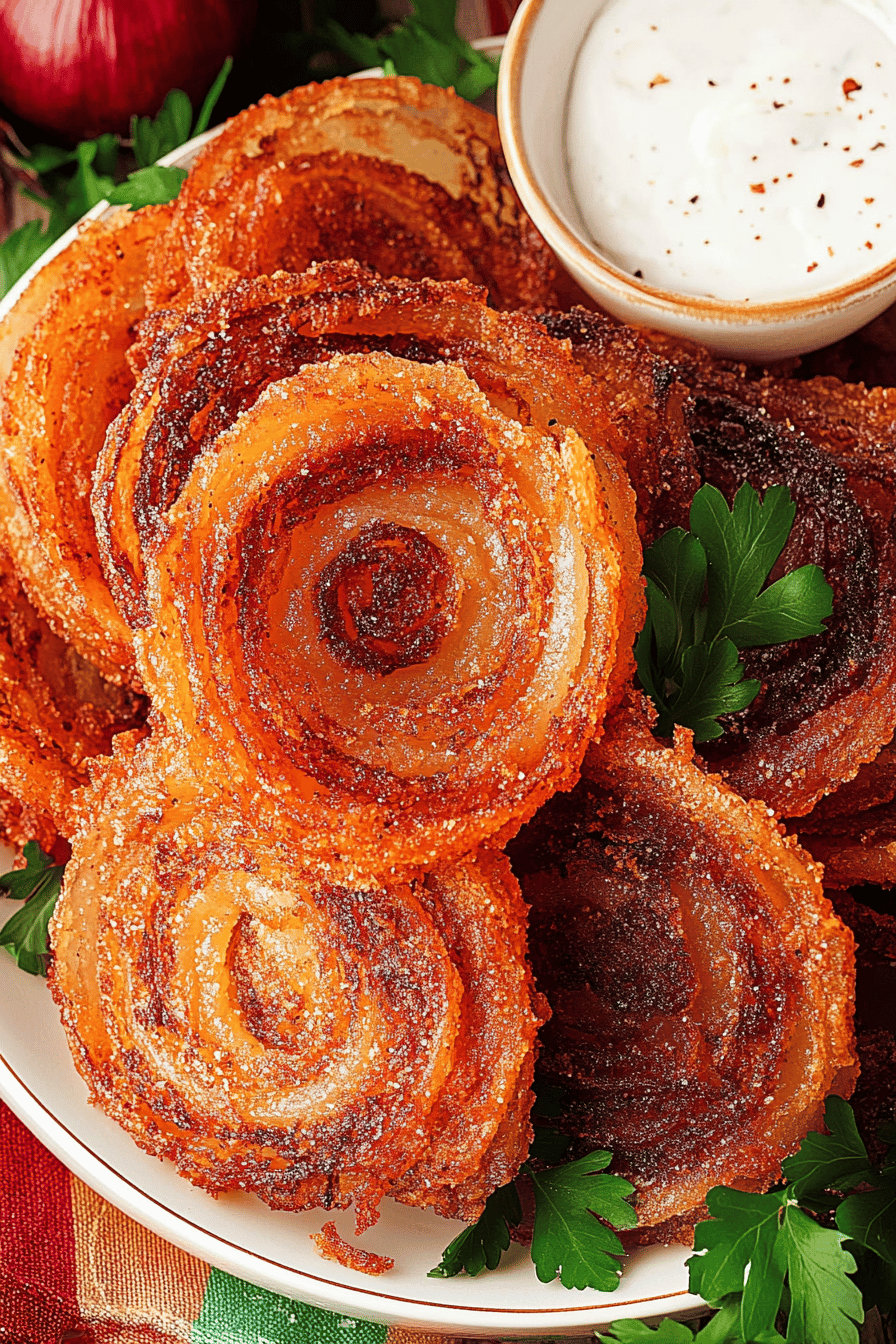 onion ring chips ingredients organized and measured on kitchen counter