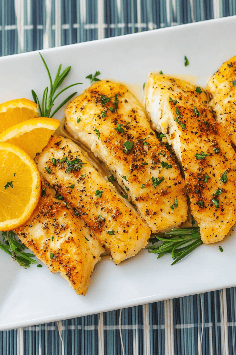 orange roughy recipe ingredients organized and measured on kitchen counter