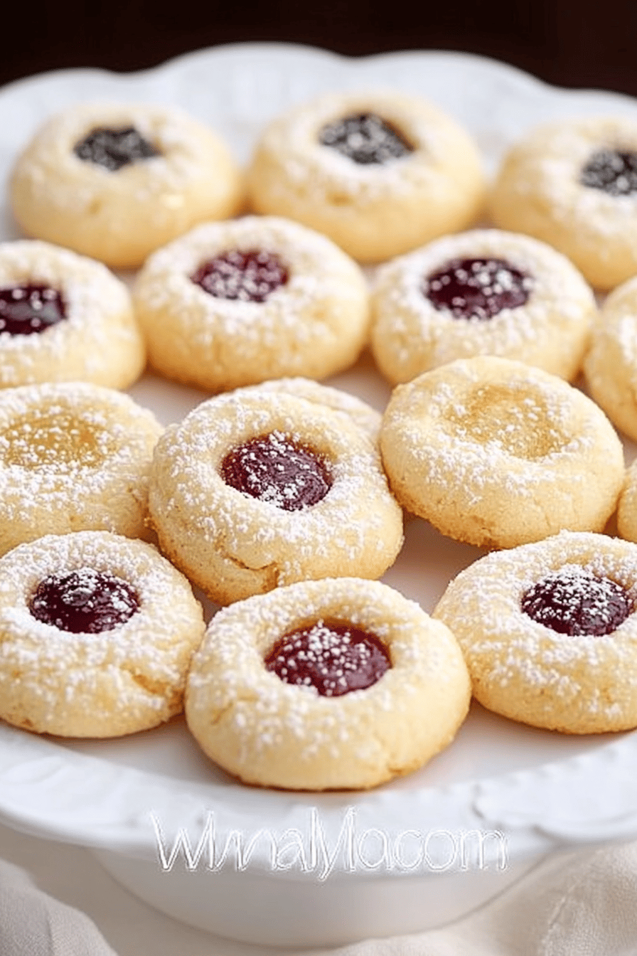 thumbprint cookies slice on plate showing perfect texture and swirl pattern