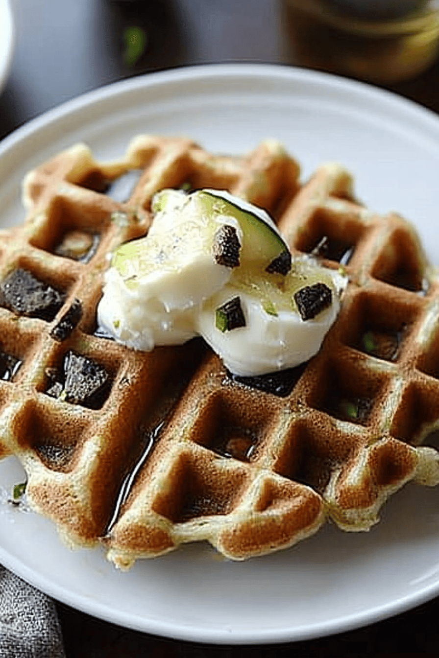 zucchini waffles ingredients organized and measured on kitchen counter
